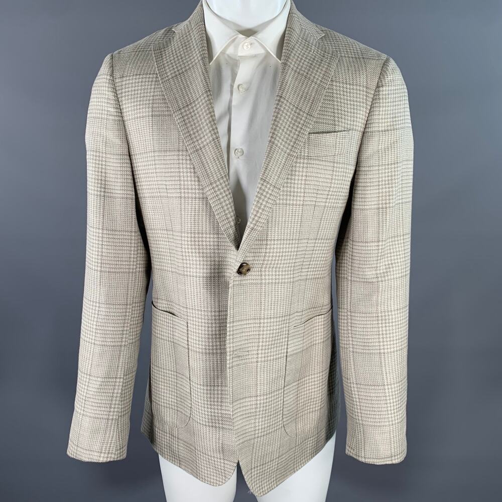 ATELIER MUNRO Size 38 Beige Glen Check Notch Lapel Sport Coat